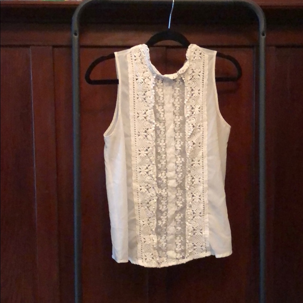 Cream lace high neck top